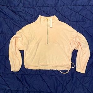 Gil Rodriguez exclusive guava terry half-zip Diana sweater XS